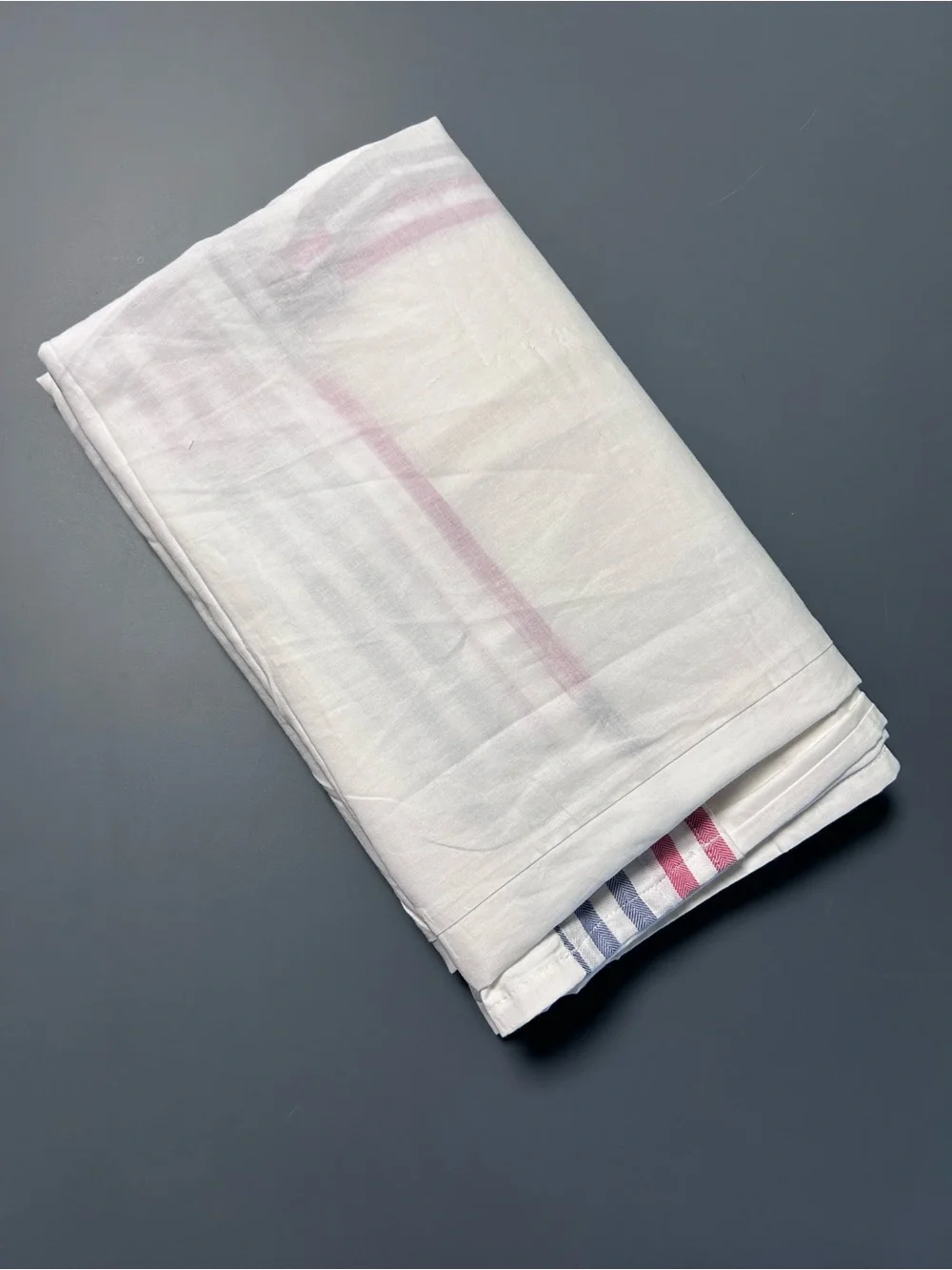 Pottery Barn Cole Crib Skirt Stripes Red White Blue Gray Nursery Organic Cotton